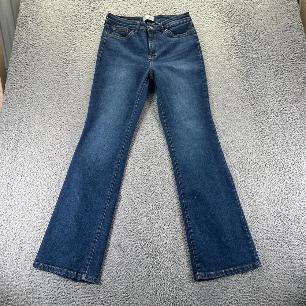 Crown & Ivy Jeans Womens 6 Blue Cotton Denim Bootcut Faded‎ Stretch Workwear